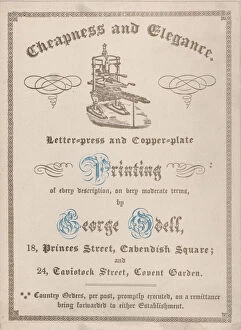 Business Card Collection: Trade card for George Odell, Printer, 19th century. Creator: Anon
