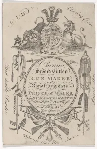 Tradesman Prints: Trade Card of the Gunmaker Samuel Brunn (active 1795-1820)
