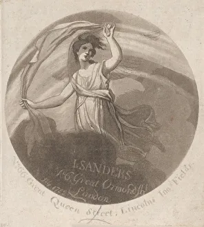 Tradeswoman Prints: Trade Card for J. Sanders, Printmaker, 1782. Creator: Anon