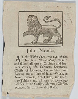 City Of London England Gallery: Trade Card of John Meader, Cabinets and Joyners Work, ca. 1690-1720. Creator: John Meader