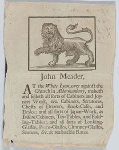 City Of London England Gallery: Trade Card of John Meader, Cabinets and Joyners Work, ca. 1690-1720. Creator: John Meader