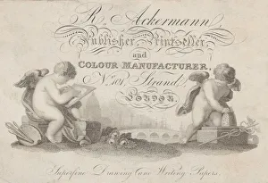 Tradeswoman Prints: Trade Card for R. Ackermann, Publisher, Printseller, and Color Manufacturer, 19th