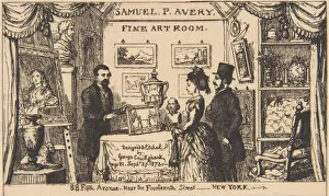 Cruikshank Prints: Trade Card for Samuel P. Avery--Fine Art Room, 1873. 1873. Creator: George Cruikshank