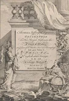 Globe Gallery: Trade Card for Thomas Jefferys, Engraver, Geographer, and Printseller, 18th century