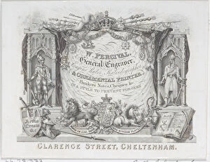 Blazon Gallery: Trade Card for W. Percival, General Engraver & Ornamental Printer, 19th century. 19th century