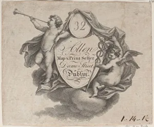 Tradeswoman Prints: Trade card for William Allen, Map and Print Seller in Dublin
