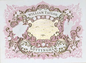 Pink Collection: Trade card for William Taylor, engraver, embosser and printer, 19th century