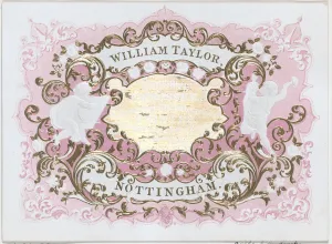 Trade Card for William Taylor, Engraver, Embosser & Printer, 19th century. 19th century. Creator: Anon Trade Card for William Taylor, Engraver, Embosser & Printer, 19th century. 19th century. Creator: Anon
