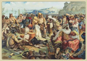 Rural Commune Prints: Trade in an Early East Slavic State, 19th century. Artist: Anonymous