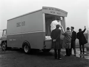 Wholesale Prints: Traders buying bacon direct from a Danish Bacon wholesale van