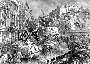 Carnival Prints: Trades procession at Bradford, on the opening of the new townhall, 1873. Creator: Unknown