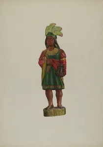 Wooden Indian Prints: Tradesman's Sign, c. 1941. Creator: Laura Bilodeau