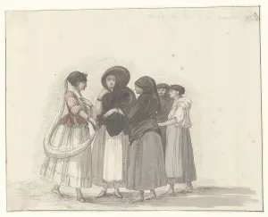 Shawls Prints: Traditional costumes of the island of Gozo, 1778. Creator: Louis Ducros