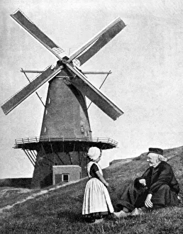 Wind Power Prints: Traditional Dutch scene with windmill, Holland, 1936. Artist: Donald McLeish