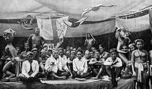 Agreement Prints: Traditional enemies assembled at a peace conference in Claudetown