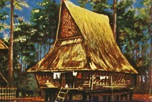 Stilts Prints: Traditional house on stilts, Sumatra, c1928. Creator: Unknown
