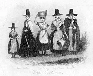 Traditional Welsh costume, 19th century. Artist: Newman & Co