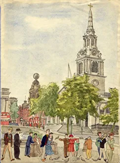 Pigeons Prints: Trafalgar Square, London, 1948. Creator: Shirley Markham