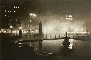 General Havelock Prints: Trafalgar Square. Looking Towards Charing Cross. London by Night, 1928. Creator: Unknown
