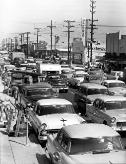 Road Safety Prints: Traffic congestion in USA, 1950 s. Creator: Unknown