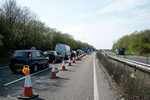Cones Prints: Traffic Jam on A27 roadworks in Sussex near Arundel