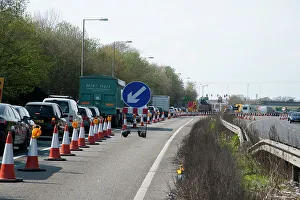 Cones Prints: Traffic Jam on A27 roadworks in Sussex near Arundel