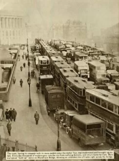 Traffic jam on Blackfriars Bridge, London, 1935. Creator: Unknown