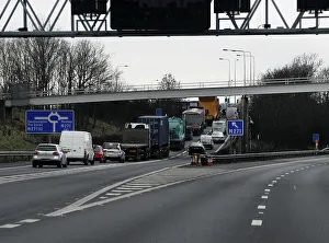 Junction Prints: Traffic on M27 Motorway junction slip road