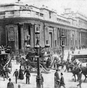 Horse Bus Prints: Traffic passing the Bank of England, London, c late 19th century