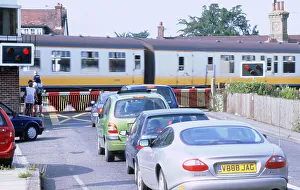 Queue Prints: Traffic queue at level crossing in Brockenhurst, Hampshire