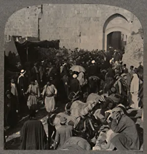 Traffic by St. Stephens Gate, Jerusalem, c1900