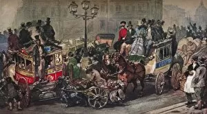 Hand Cart Gallery: Traffic Trouble in 50, 19th century. Artist: Eugene Louis Lami