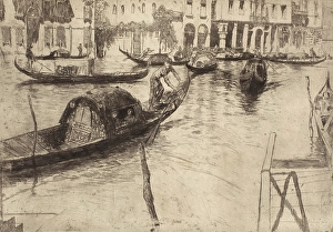 Gondolas Prints: Traghetto San Felice, 1880s. Creator: Otto Henry Bacher