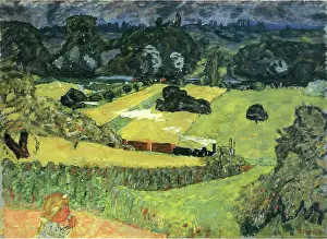 Steam Train Prints: Train and Bardes, 1909. Creator: Pierre Bonnard