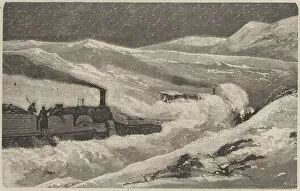 Images Dated 13th May 2013: Train blocked by snow in the Guadarrama pass in winter 1874, engraving of the time