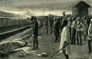Caxton Publishing Company Collection: The Train Conveying the Remains of Mr. Rhodes Saluted by the Blockhouse Guards, 1902
