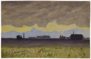 Watercolor And Pencil On Paper Prints: Train Landscape in Arizona, 1890. Creator: Louis Michel Eilshemius