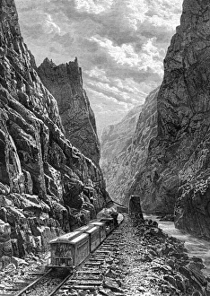 A train passing through the Rocky Mountains, USA, 19th century. Artist: Taylor