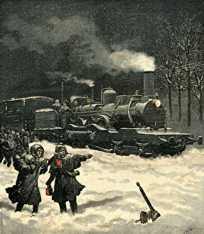 1892 Gallery: Train stopped by snow near Lison, France, engraving in the Petit Journal of March 5, 1892