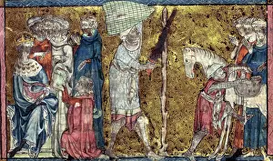 Post Prints: Training for knighthood and military service, 13th-14th century. Creator: Unknown
