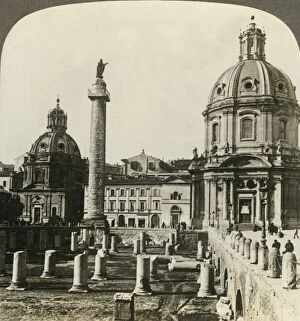 Trajans Forum and Column (147 feet high), (N.W.), Rome, Italy, c1909. Creator: Unknown