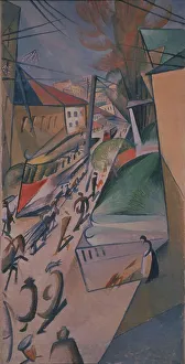 Tram Prints: Tram, 1914. Artist: Bogomazov, Alexander Konstantinovich (1880-1930)