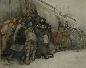 Changeover Of Power Gallery: By the Tram, 1920. Artist: Vakhrameyev, Alexander Ivanovich (1874-1926)