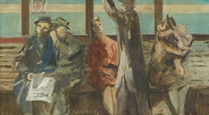 Trams Prints: In the Tram, 1943. Creator: Bedrich Hoffstadter
