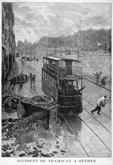 F Meaulle Prints: Tram accident, Sevres, Paris, 1897. Artist: F Meaulle