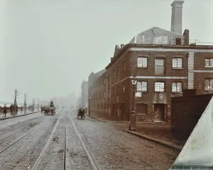 Tram Line Prints: Tramlines on the Albert Embankment, Lambeth, London, 1909