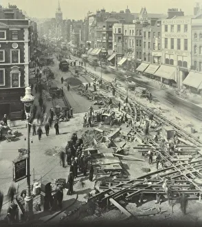 Roadworks Prints: Tramlines being laid, Whitechapel High Street, London, 1929