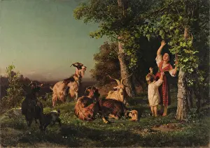 Meadow Prints: Tramonto (Sunset), 1858. Creator: Palizzi, Filippo (1818-1899)