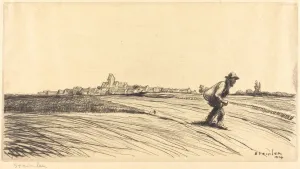 Drypoint And Etching Prints: Tramp with Bundle (Le chemineau a la besace), 1914. Creator: Theophile Alexandre Steinlen