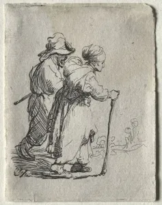1606 1669 Prints: Two Tramps, a Man and a Woman, c. 1634. Creator: Rembrandt van Rijn (Dutch, 1606-1669)